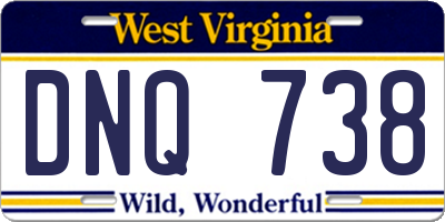 WV license plate DNQ738