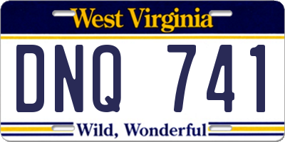 WV license plate DNQ741