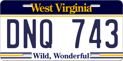 WV license plate DNQ743