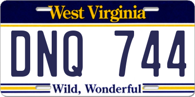 WV license plate DNQ744