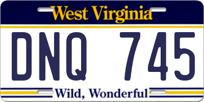 WV license plate DNQ745