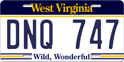 WV license plate DNQ747