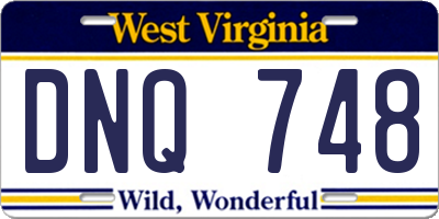 WV license plate DNQ748