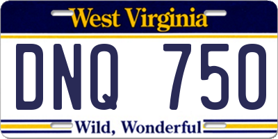WV license plate DNQ750