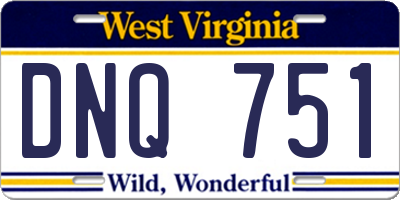 WV license plate DNQ751
