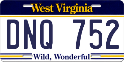 WV license plate DNQ752
