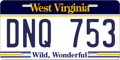 WV license plate DNQ753