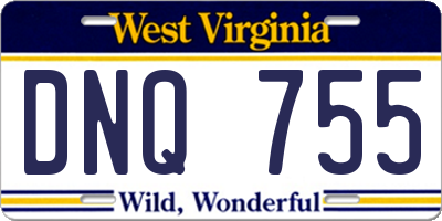 WV license plate DNQ755