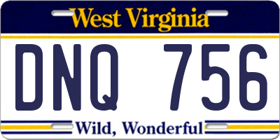 WV license plate DNQ756