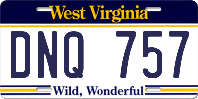 WV license plate DNQ757