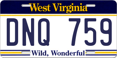 WV license plate DNQ759