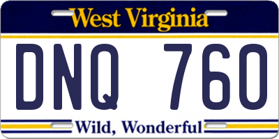WV license plate DNQ760