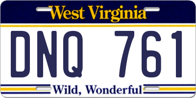 WV license plate DNQ761