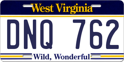 WV license plate DNQ762