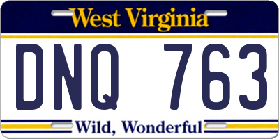 WV license plate DNQ763