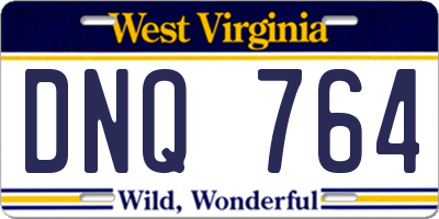 WV license plate DNQ764