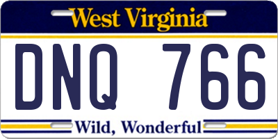 WV license plate DNQ766