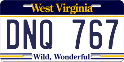 WV license plate DNQ767