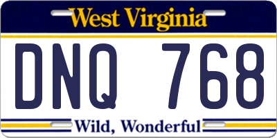 WV license plate DNQ768