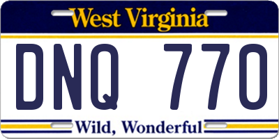 WV license plate DNQ770