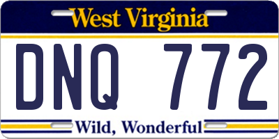 WV license plate DNQ772