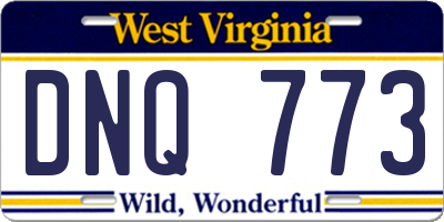 WV license plate DNQ773