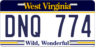 WV license plate DNQ774