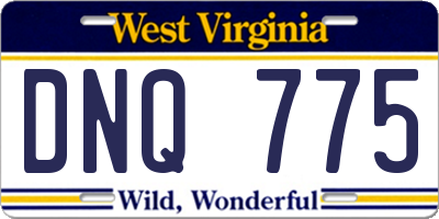 WV license plate DNQ775