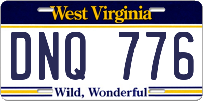 WV license plate DNQ776
