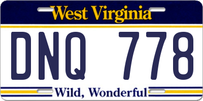 WV license plate DNQ778