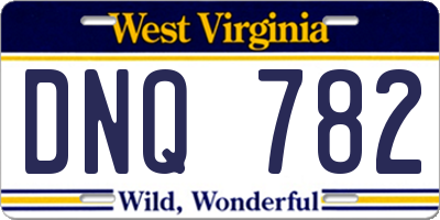 WV license plate DNQ782