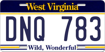 WV license plate DNQ783