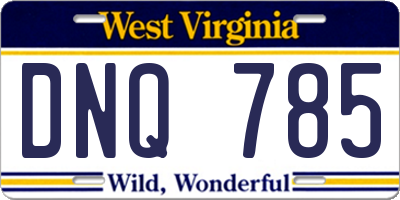 WV license plate DNQ785