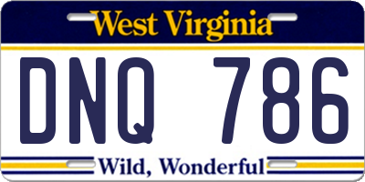 WV license plate DNQ786