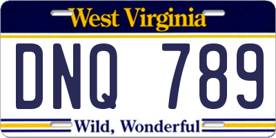 WV license plate DNQ789