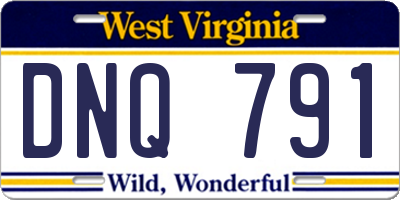 WV license plate DNQ791