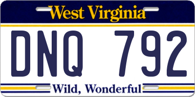 WV license plate DNQ792