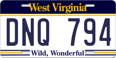 WV license plate DNQ794