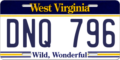 WV license plate DNQ796