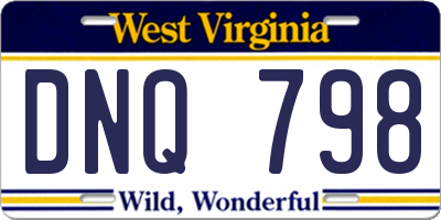 WV license plate DNQ798