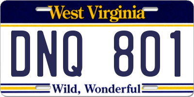 WV license plate DNQ801