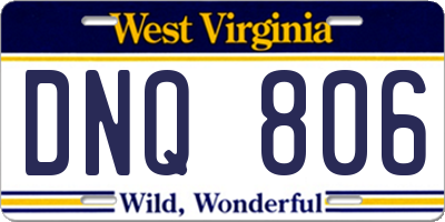 WV license plate DNQ806