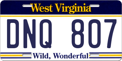 WV license plate DNQ807