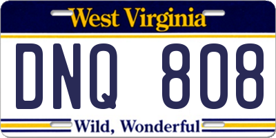 WV license plate DNQ808