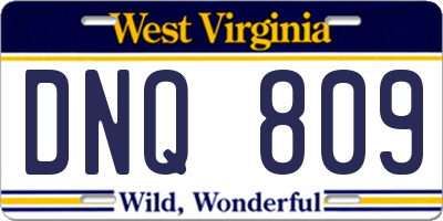 WV license plate DNQ809