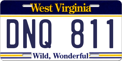 WV license plate DNQ811