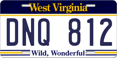 WV license plate DNQ812