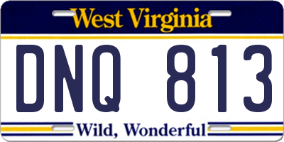 WV license plate DNQ813