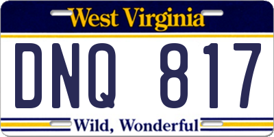 WV license plate DNQ817