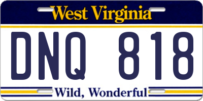 WV license plate DNQ818